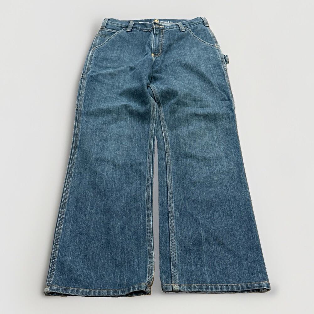 Carhartt Mens Blue Relaxed Fit Carpenter Denim Jeans Size 31x34 103327-966